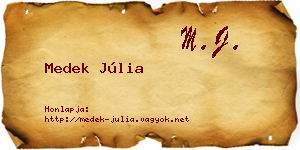 Medek Júlia névjegykártya